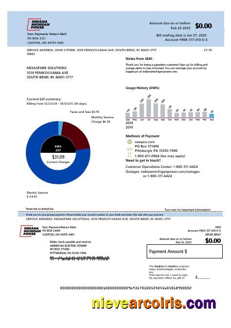 USA Michigan electricity business utility bill